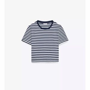 Zara crop stripe top black and white medium